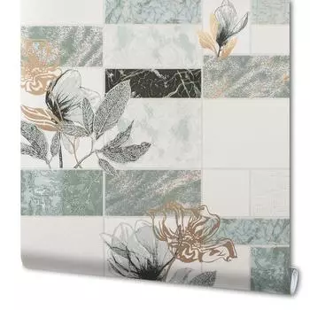 Обои виниловые Марморика зелёные 0.53 м 0222-4