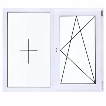 Окно пластиковое ПВХ Рехау двустворчатое 1200x1200 мм (ВxШ) двуxкамерный стеклопакет белый/белый