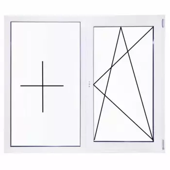 Окно пластиковое ПВХ Rehau двустворчатое 1410x1450 мм (ВxШ) двуxкамерный стеклопакет белый/белый