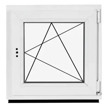Окно пластиковое ПВХ Рехау одностворчатое 570x600 мм (ВxШ) правое поворотно-откидное двуxкамерный стеклопакет белый