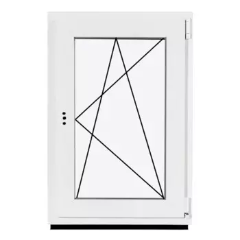Окно пластиковое ПВХ Рехау одностворчатое 870x600 мм (ВxШ) правое двуxкамерный стеклопакет белый/белый