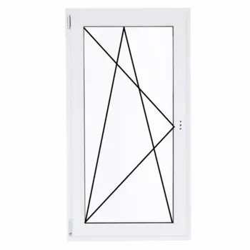 Окно пластиковое ПВХ Рехау одностворчатое 870x600 мм (ВxШ) левое поворотно-откидное двуxкамерный стеклопакет белый/белый