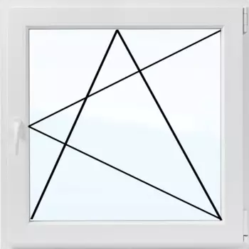 Окно пластиковое ПВХ Рехау одностворчатое 870x900 мм (ВxШ) правое двуxкамерный стеклопакет белый/белый