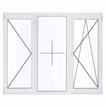 Окно пластиковое ПВХ Rehau трехстворчатое 1440x1750 мм (ВxШ) двухкамерный стеклопакет белый/белый