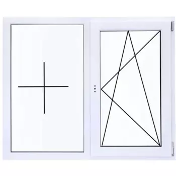 Окно пластиковое ПВХ VEKA двустворчатое 1160x1200 мм (ВxШ) однокамерный стеклопакет белый/белый