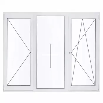 Окно пластиковое ПВХ VEKA трехстворчатое 144x175 мм (ВxШ) двухкамерный стеклопакет белый/белый