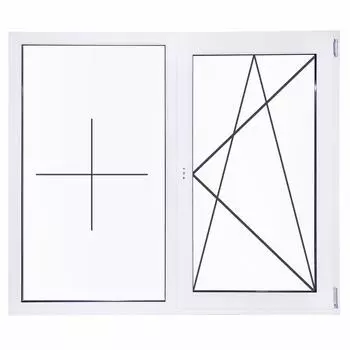 Окно пластиковое ПВХ Deceuninck двустворчатое 1410x1450 мм (ВxШ) двуxкамерный стеклопакет белый