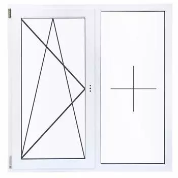 Окно ПВХ двустворчатое 144х145 см поворотно-откидное левое/глухое