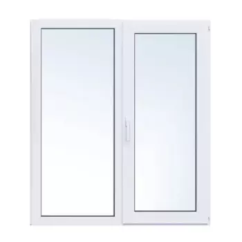 Окно ПВХ Rehau двустворчатое 1400x1100 мм (ВхШ) двухкамерный стеклопакет белый (с двух сторон)