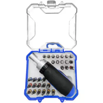 Отвертка реверсивная с набором бит Vertextools 0033-31, 31 предмет