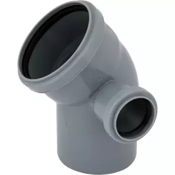 Отвод 45° 110 мм с правым выходом 50 мм полипропилен