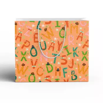 Пакет подарочный Алфавит 20x15 см цвет оранжевый