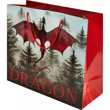 Пакет подарочный «Дракон» 40x35 см цвет красный