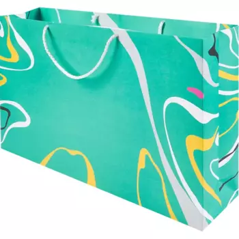 Пакет подарочный Голубые узоры 55x37 см цвет бирюзовый