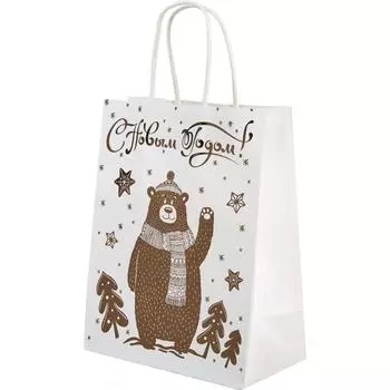 Пакет подарочный крафтовый «Бурый мишка» 18x23 см