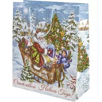 Пакет подарочный «Рождественские сани» 41x49 см
