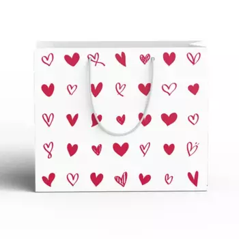 Пакет подарочный Сердечки 20x15 см цвет белый, красный