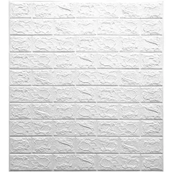 Листовая панель ПВХ самоклеящаяся мягкая 3D кирпич белый 770x700x4 мм 0.539 м