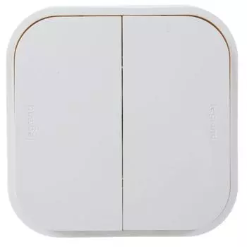 Переключатель 2 клавиши цвет - Legrand Quteo - IP20 10A 250В винтовые зажимы накладной монтаж - белый