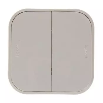 Переключатель 2 клавиши цвет - Legrand Quteo - IP20 10A 250В винтовые зажимы накладной монтаж - слоновая кость