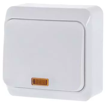 Переключатель накладной Systeme Electric Этюд 1 клавиша с подсветкой цвет белый