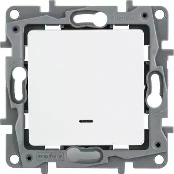 Переключатель одноклавишный с подсветкой/индикацией - Legrand Etika - 10А 250В безвинтовые зажимы - белый