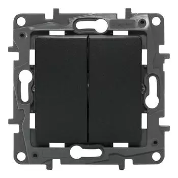 Переключатель встраиваемый Legrand Etika 2 клавиши, цвет антрацит