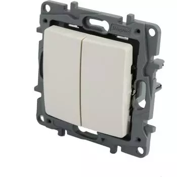 Переключатель встраиваемый Legrand Etika 2 клавиши, цвет слоновая кость
