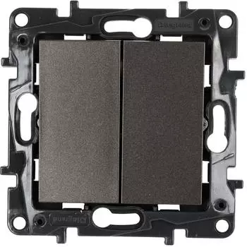 Переключатель двухклавишный - Legrand Structura - 10A 250В безвинтовые зажимы - магнезиум