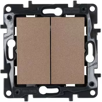 Переключатель двухклавишный - Legrand Structura - 10A 250В безвинтовые зажимы - шампань