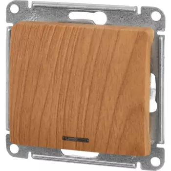 Переключатель встраиваемый Systeme Electric Glossa 1 клавиша с подсветкой цвет дуб