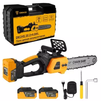 Пила цепная аккумуляторная Deko DKCHS 20 2x4.0 Ah 30.5 см