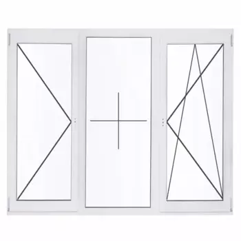 Пластиковое окно ПВХ Deceuninck трехстворчатое 1440x1750 мм (ВхШ) однокамерный стеклопакет белый (с двух сторон)