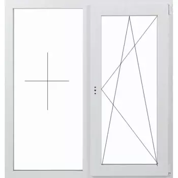 Пластиковое окно ПВХ Rehau двустворчатое 1160x1000 мм (ВхШ) однокамерный стеклопакет белый (с двух сторон)