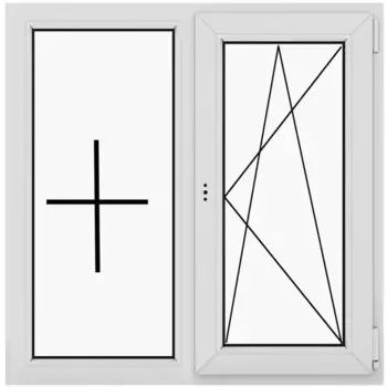 Пластиковое окно ПВХ Rehau двустворчатое 1200x1200 мм (ВxШ) однокамерный стеклопакет цвет антрацит/белый