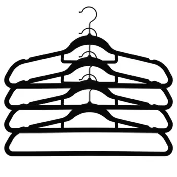 Плечики Spaceo 45 см пластик с флоковым покрытием цвет чёрный 4 шт