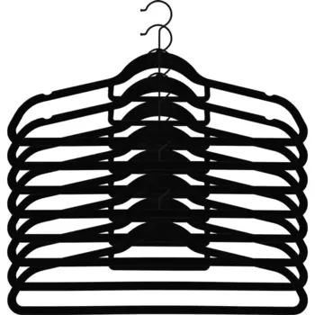 Плечики Spaceo 45 см пластик с флоковым покрытием цвет чёрный 8 шт