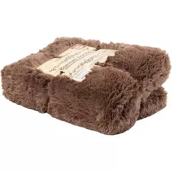 Плед декоративный 200х220 см, искусственный мех, цвет коричневый