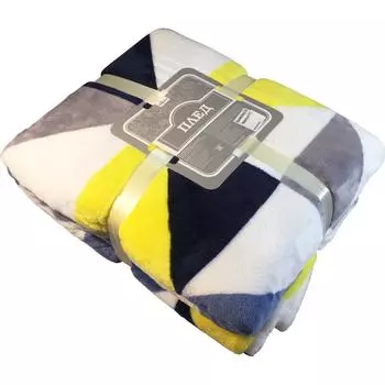 Плед «Пирамида» 200x220 см микрофибра цвет жёлтый/синий