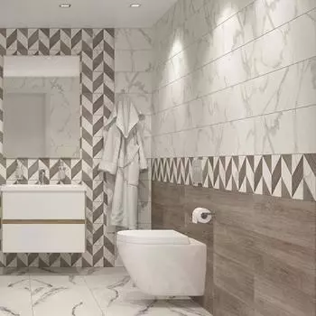 Плитка настенная Бьорк 20x60 см 0.84 м² цвет белый мрамор