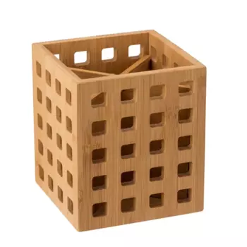 Подставка для столовых 12x12x14 см приборов бамбук цвет бежевый