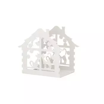 Подсвечник для чайной свечи «Дом с кошками», белый