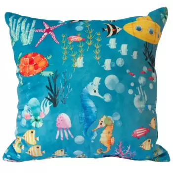 Подушка Рыбы 40x40 см цвет голубой