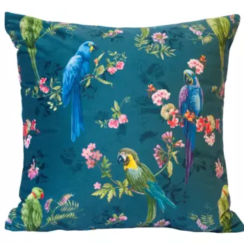 Подушка Seasons Тропики попугай 40x40 см бархат цвет бирюзовый