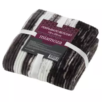 Покрывало Miamoza 150x200 см велсофт цвет белый/серый/коричневый