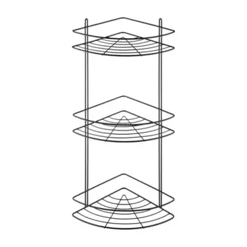 Полка для душа ЧМЗ Практик угловая 3 яруса цвет черный матовый