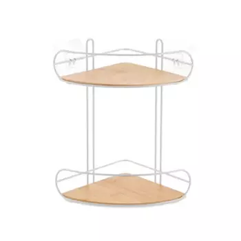 Полка для душа Lemer Nice угловая 2 яруса цвет дерево/белый