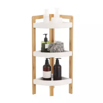 Полка для душа Lemer Nice угловая 3 яруса цвет дерево/белый