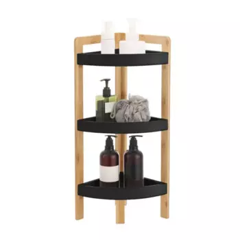 Полка для душа Lemer Nice угловая 3 яруса цвет черный/дерево