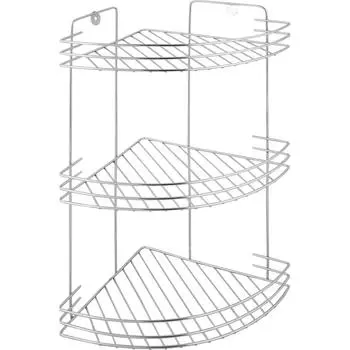 Полка для ванной комнаты Аквалиния трёхъярусная угловая металл